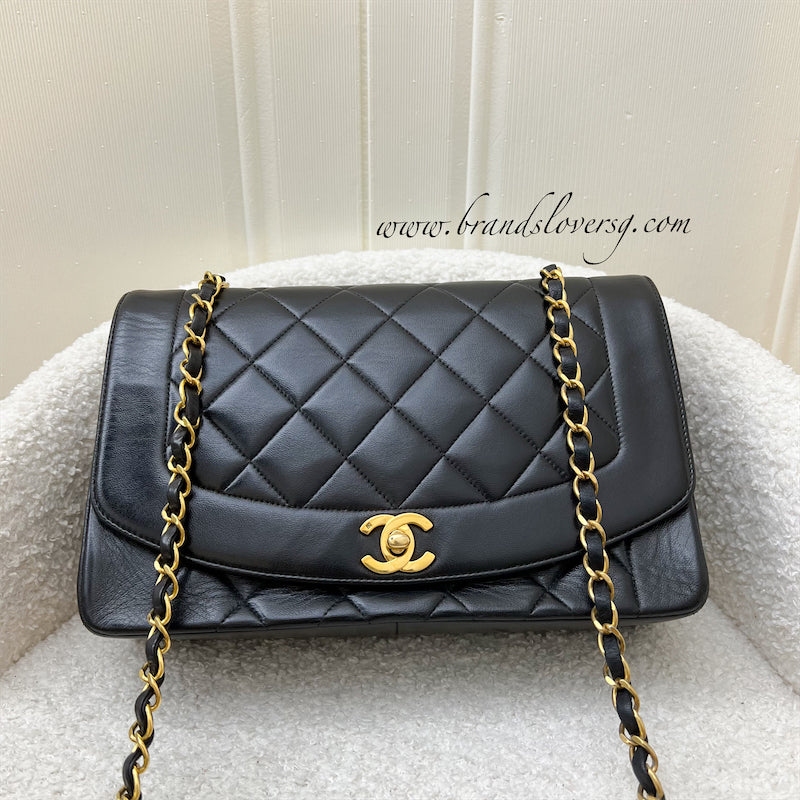 Chanel Vintage Medium Diana Flap in Black Lambskin and 24K GHW