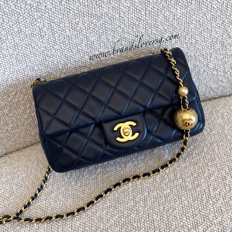 Chanel Pearl Crush Mini Rectangle Flap in Black Lambskin and AGHW