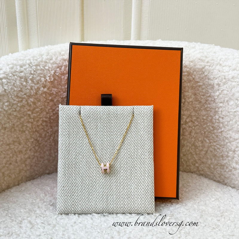 Hermes Mini Pop H Pendant in Rose Dragee and GHW