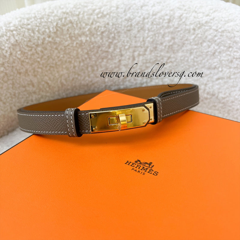 Hermes Kelly 18 Belt in Etoupe Epsom Leather and GHW