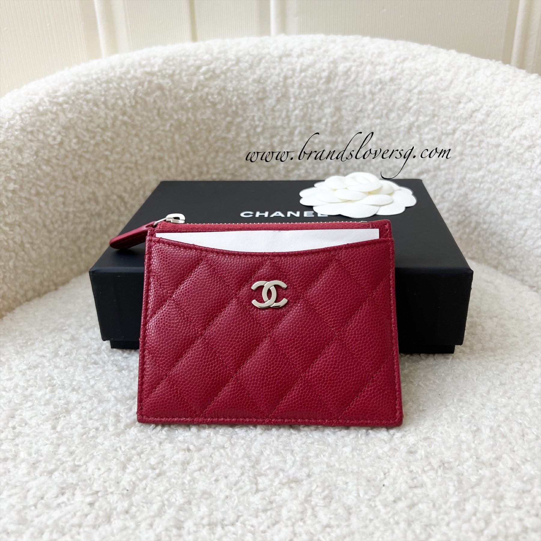 Chanel Classic Zip Card Holder / Small Wallet in Raspberry Red Caviar –  Brands Lover