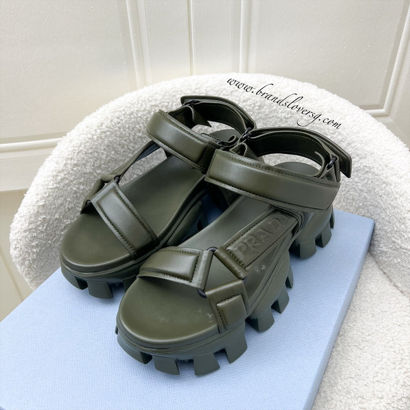 Prada Chunky Sandals in Nappa Leather with Velcro Fasteners Sz 37