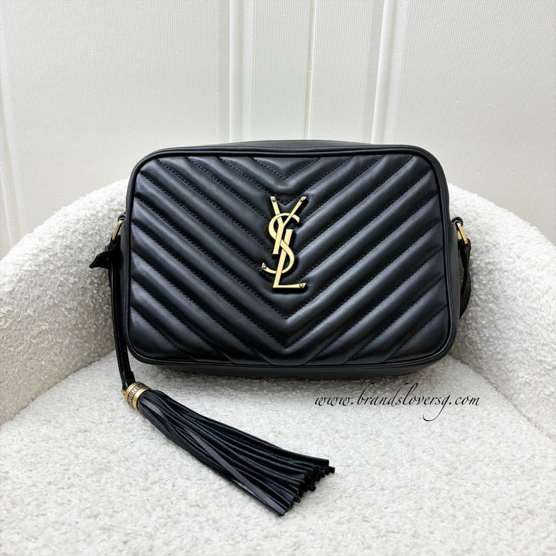 Saint Laurent YSL Lou Camera Bag in Black Calfskin and AGHW