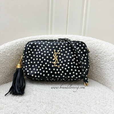 Saint Laurent YSL Lou Camera Bag in Mono Polka Dots Calf Leather and GHW