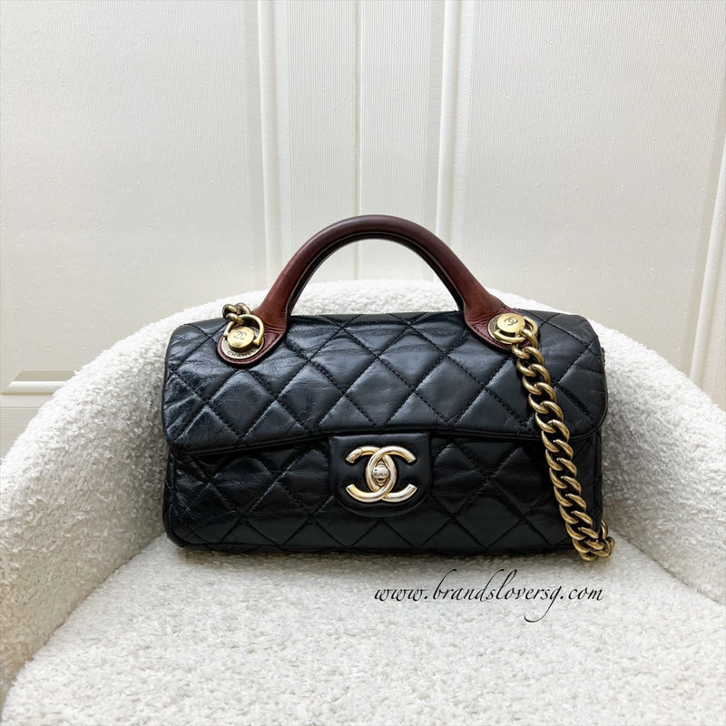 Chanel Castle Rock Flap in Black Glossy Distressed Calfskin and AGHW