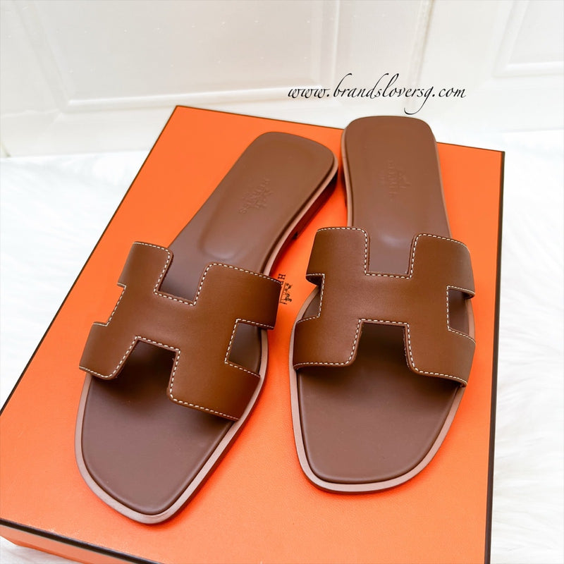 Hermes Oran Sandals in Gold Box Calfskin Sz 36.5 – Brands Lover