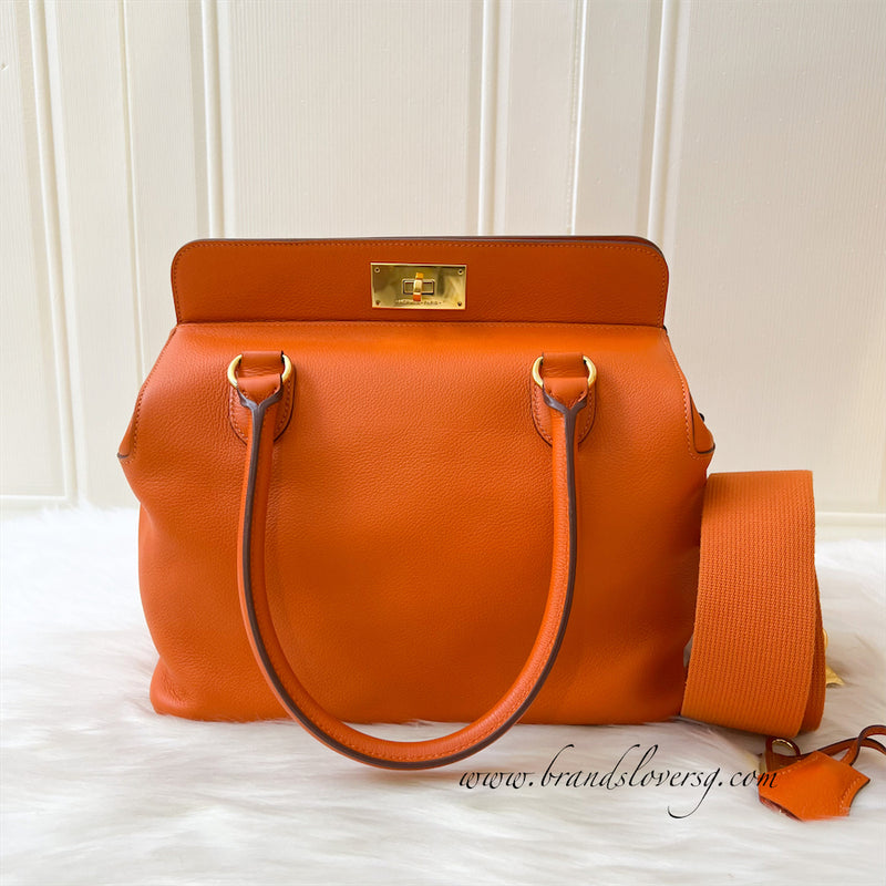 Hermes Toolbox 26 in Orange Evercolor Leather GHW