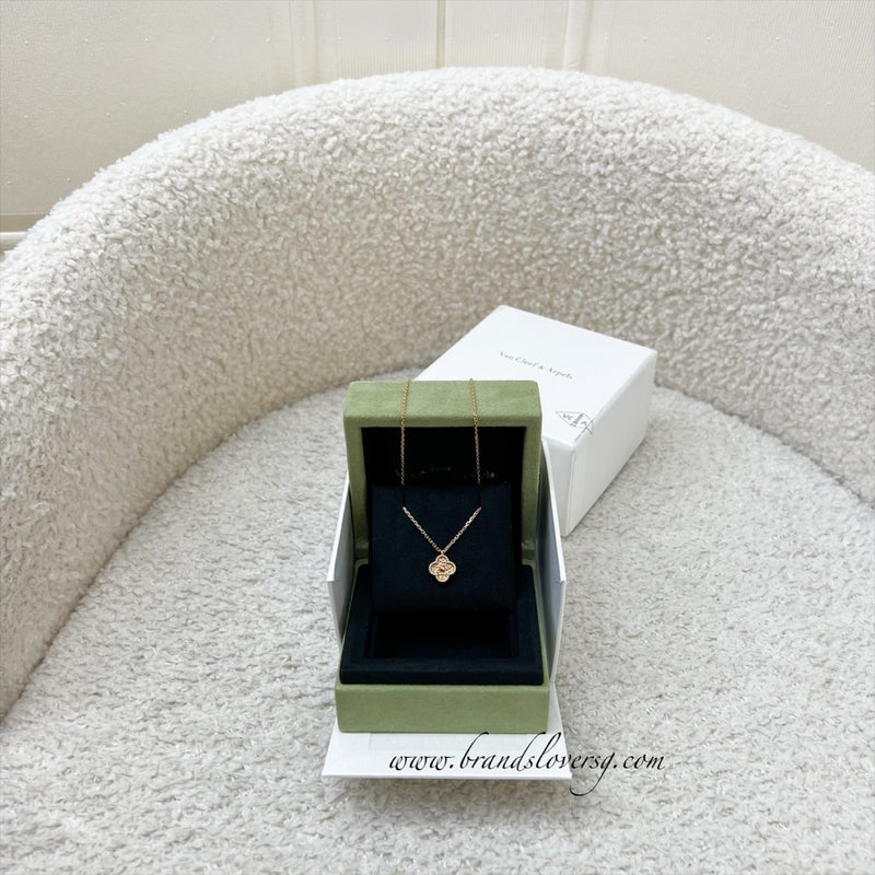 Van Cleef & Arpels VCA Sweet Alhambra 1 Motif Pendant in Hammered 18K Rose Gold (Ref: VCAR08DF00)