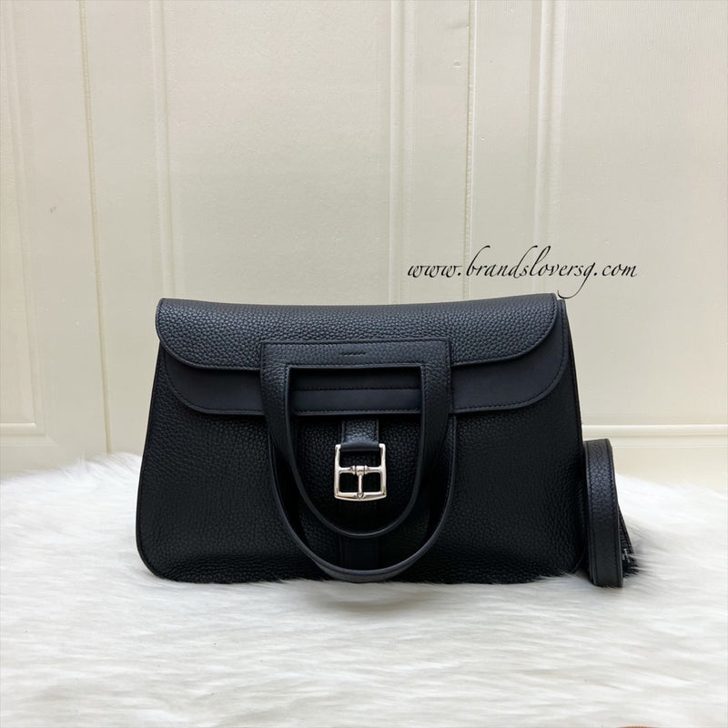 Hermes Halzan 31 in Noir Black Taurillon Clemence and PHW