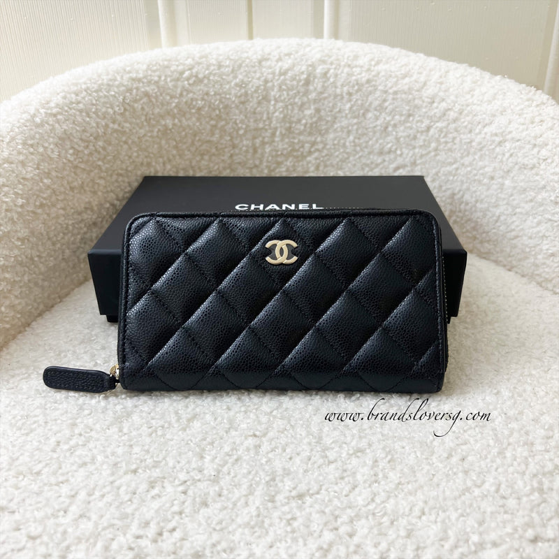 Chanel Medium Zippy Wallet in Black Caviar and GHW