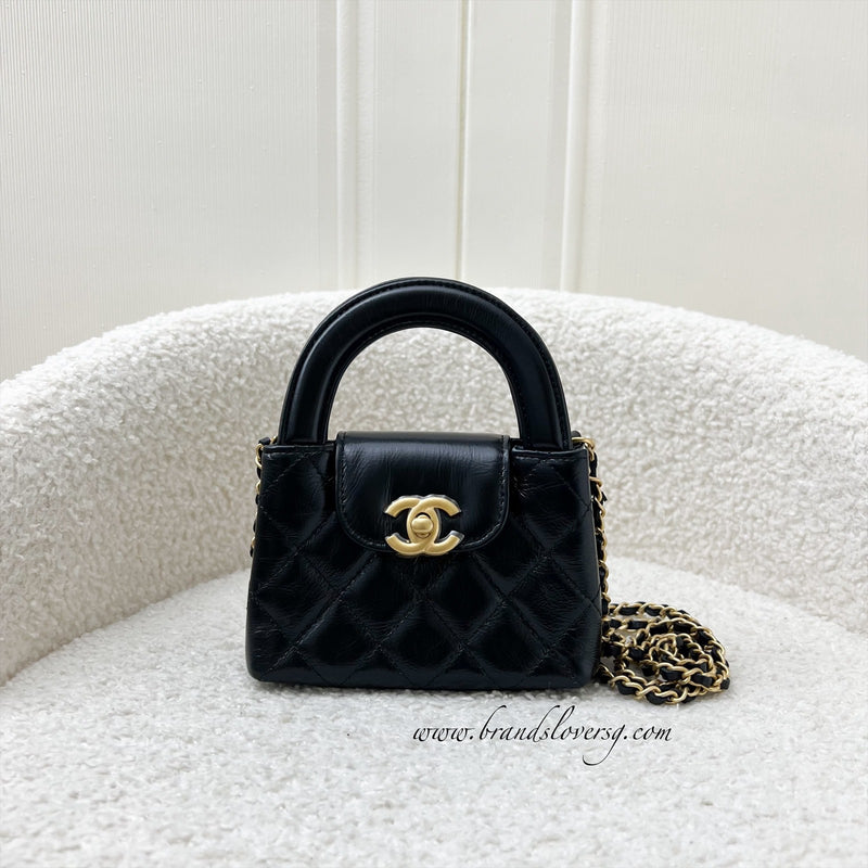 Chanel Micro Kelly (Nano) Bag in Black Calfskin and AGHW