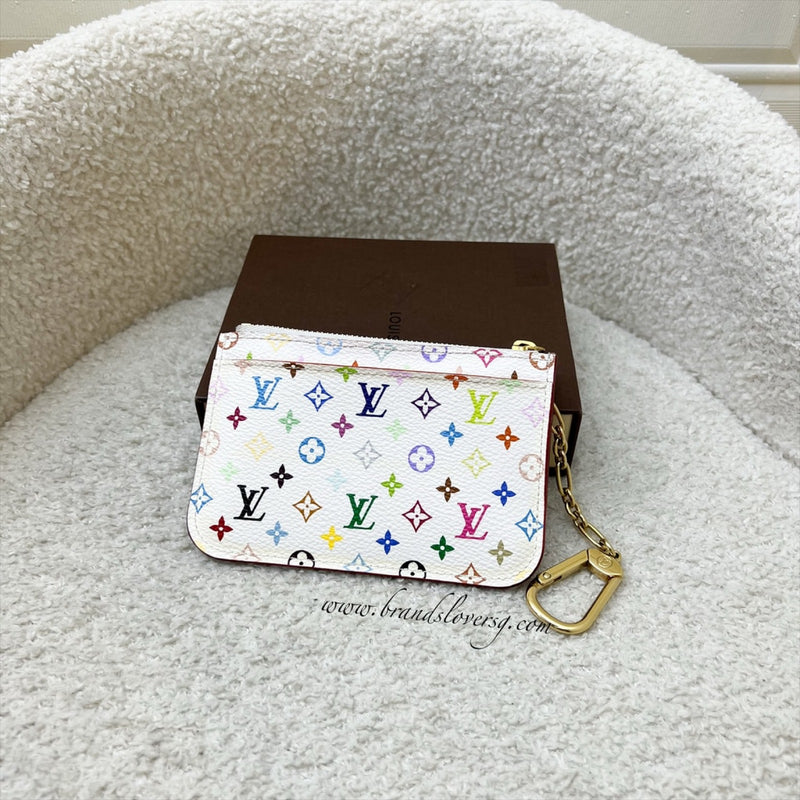 LV Murakami Card Holder / Key Pouch in White Multicolor Canvas and GHW