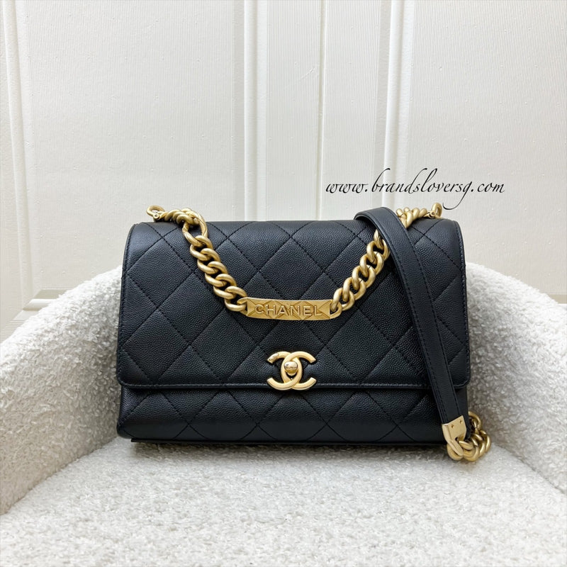 Chanel Bracelet Handle Small Flap in Black Caviar and AGHW
