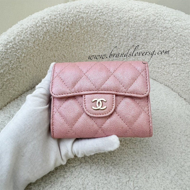 Chanel Classic XL Card Holder in Iridescent Pink Caviar LGHW