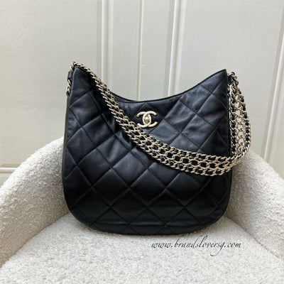 Chanel 22P Hobo Bag in Black Lambskin and LGHW