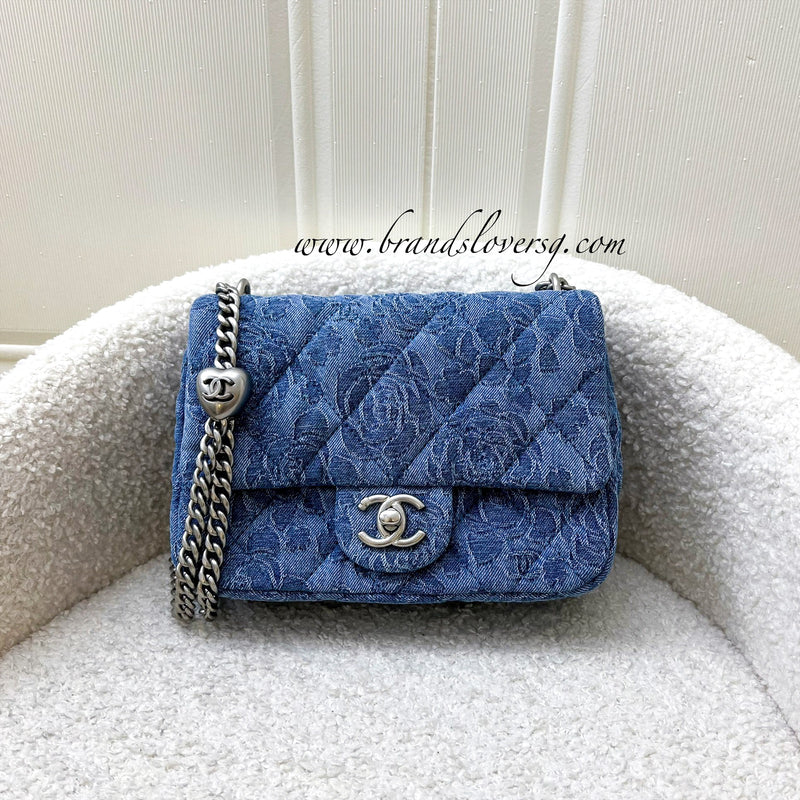 Chanel Sweet Heart Mini Rectangle Flap in Blue Denim and SHW