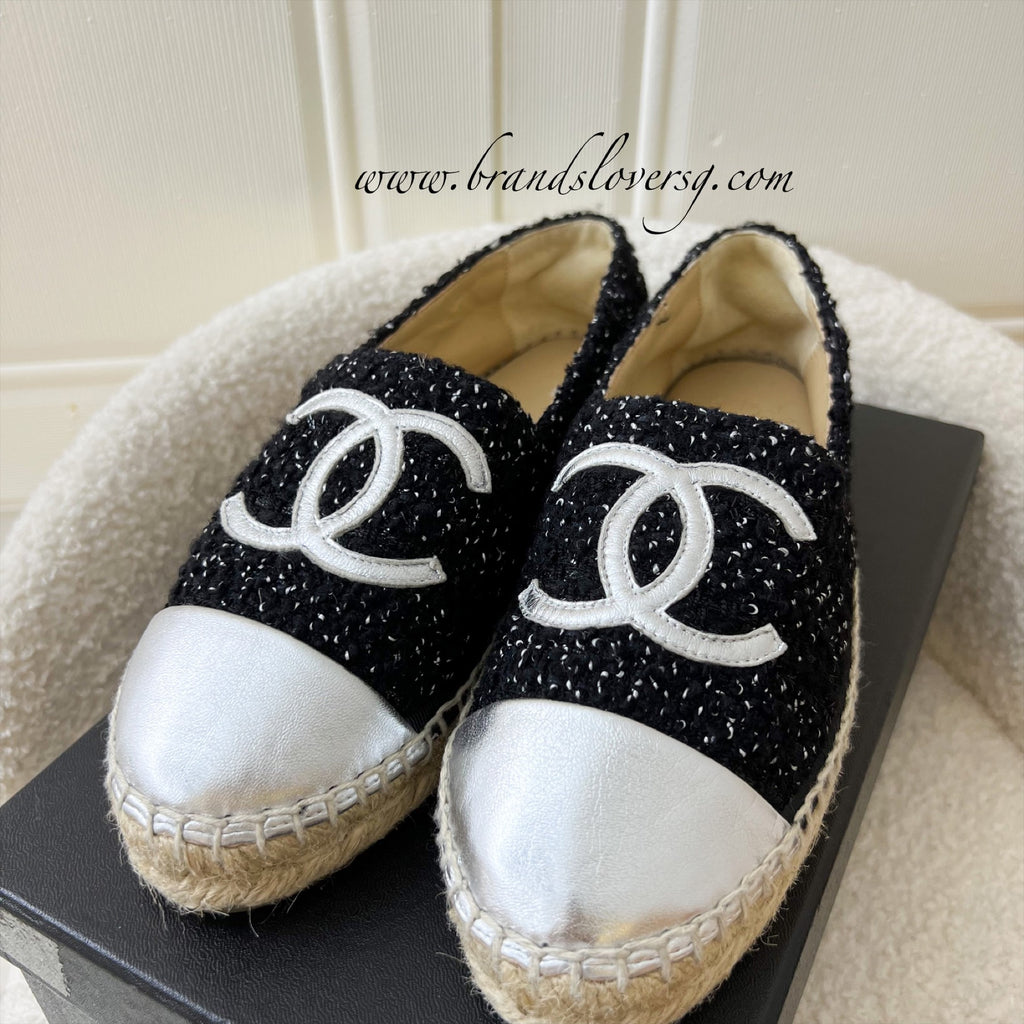 Chanel espadrilles store silver