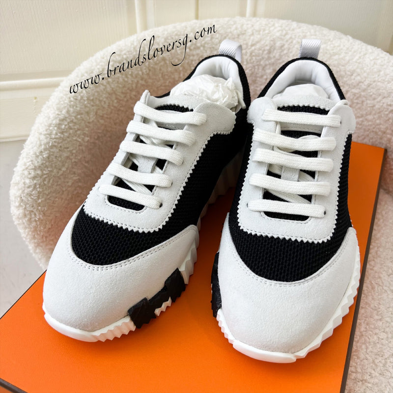 Hermes Ladies Bouncing Mesh Sneaker in Black and White Sz 37