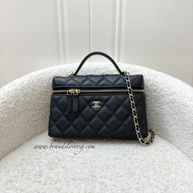 [Brand New - Local Full Set] Chanel 25P Vanity / Clutch with Chain (LP Style Bag) in Black Caviar and LGHW (Model: AP4385)