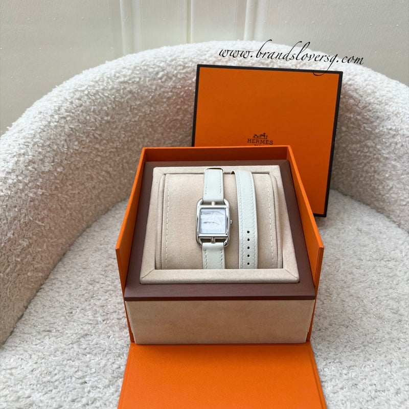 Hermes Cape Cod Double Tour Chaine D’Ancre Watch White Blanc / Steel