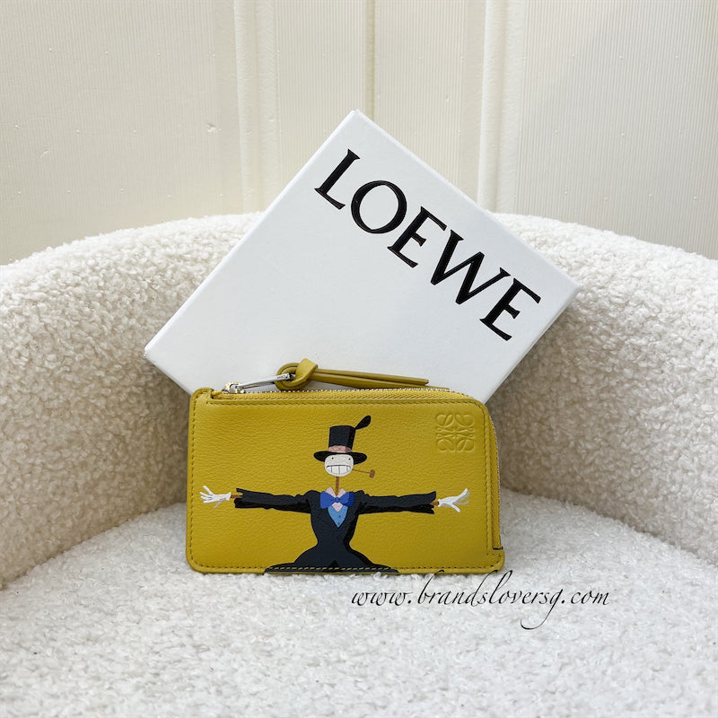 Loewe Coin Cardholder in Mustard Yellow Soft Grained Calfskin and SHW (Studio Ghibli Series)