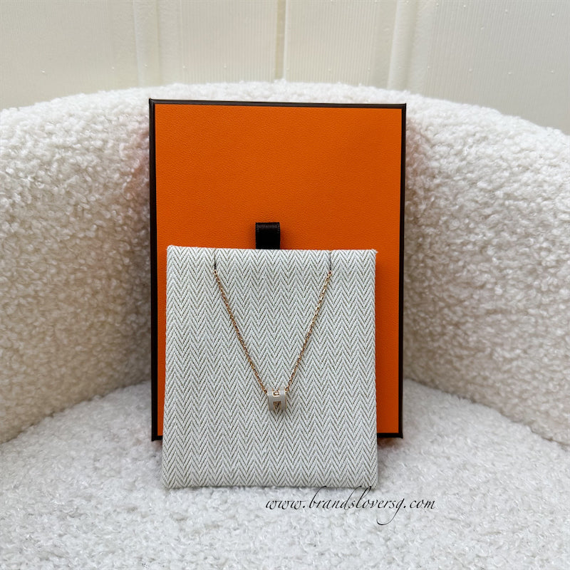 Hermes Mini Pop H Necklace in Marron Glace Enamel RGHW