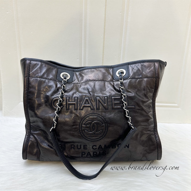 Chanel Deauville Medium Tote in Black Shiny Calfskin and SHW