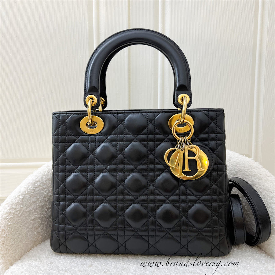 Lady dior best sale black lambskin