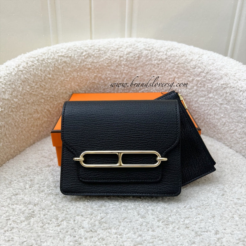 Hermes Roulis Slim Wallet in Black Chevre Leather and GHW
