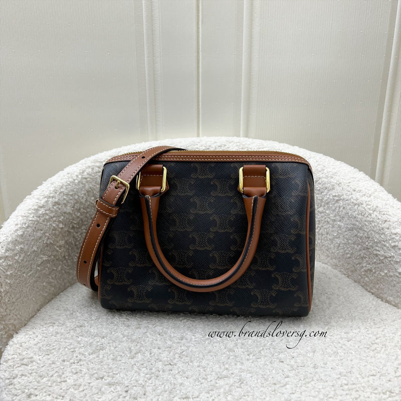 Celine Small Boston in Triomphe Canvas and Calfskin GHW