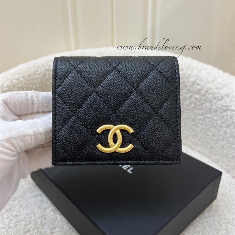 Chanel 23B Bifold Compact Wallet in Black Caviar and GHW