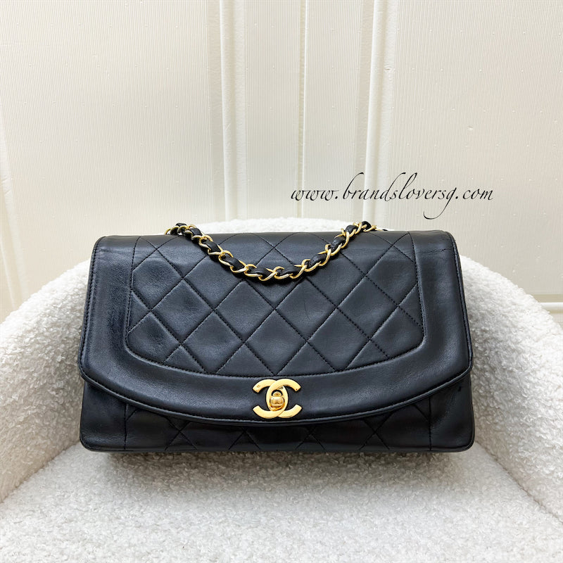 Chanel Vintage Medium Diana Flap in Black Lambskin and 24K GHW