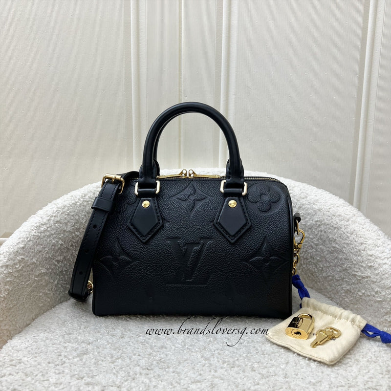 LV Speedy Bandouliere 20 in Black Monogram Empreinte Leather and GHW