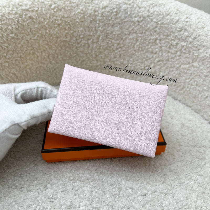 [Brand new] Hermes Calvi Card Holder in Rose Darling Chevre Leather and PHW