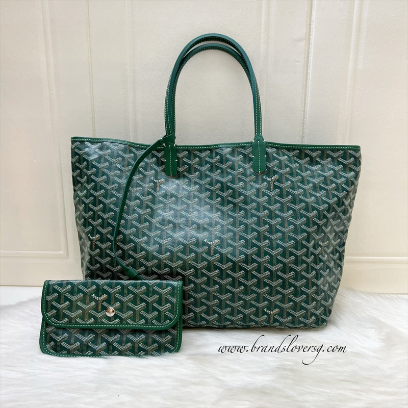 Goyard Saint Louis PM Tote in Green Signature Goyardine Canvas