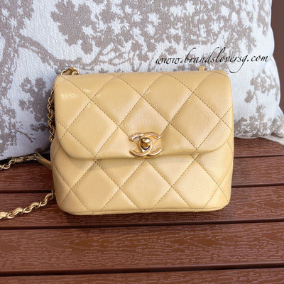 Chanel 22P Seasonal Square Mini in Light Yellow Caviar GHW