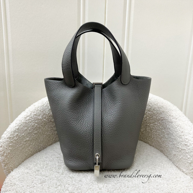 Hermes Picotin 18 in Gris Meyer Clemence Leather and PHW