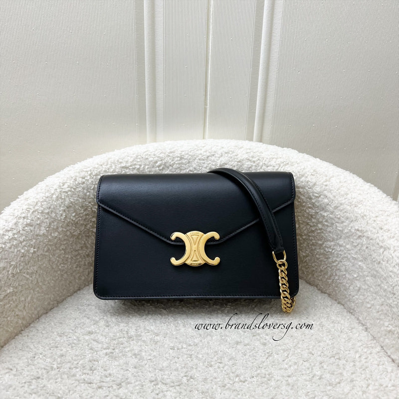 Celine Margo Wallet on Chain WOC in Black Calfskin and GHW