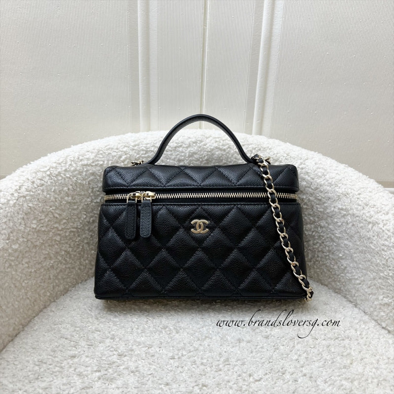 [Brand New Aug 2025] Chanel 25B Vanity / Clutch with Chain (LP Style Bag) in Black Caviar and LGHW (Model: AP4385)