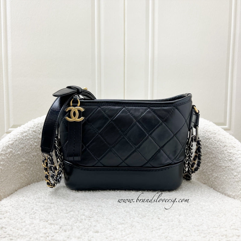 Chanel Small Gabrielle Hobo in Black Distressed Calfskin and 3 tone HW