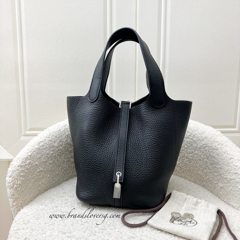 Hermes Picotin 18 in Black Noir Clemence Leather and PHW