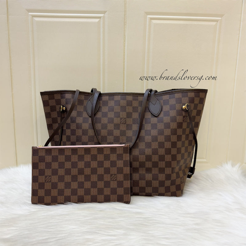 LV Neverfull MM in Damier Ebene Canvas, Pink Interior and GHW (Model: N41603)