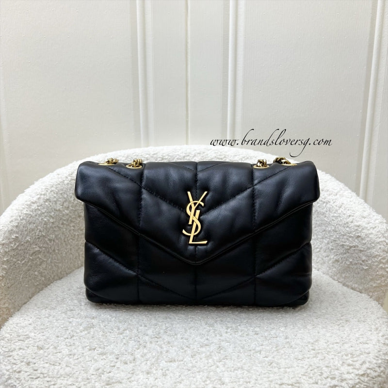 Saint Laurent YSL Toy Puffer Shoulder Bag in Black Lambskin and GHW