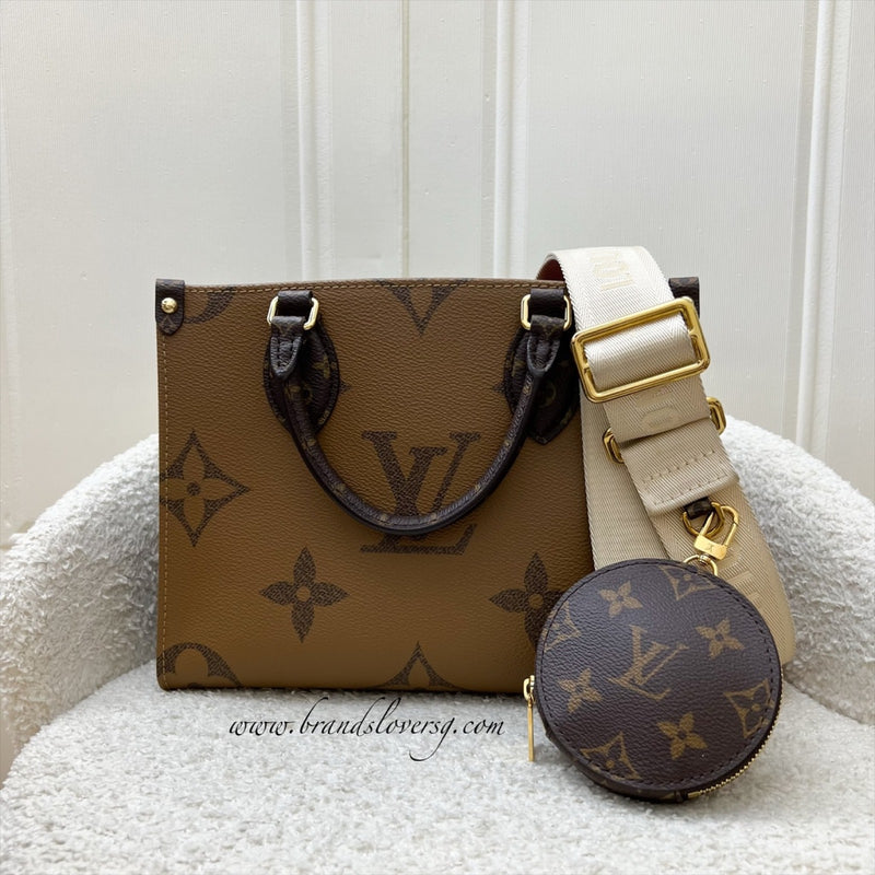 LV Onthego PM in Monogram and Reverse Monogram Canvas and GHW
