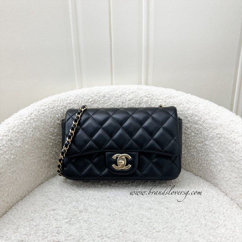 Chanel 24K Extra Mini Rectangle Classic Flap in Black Lambskin and GHW