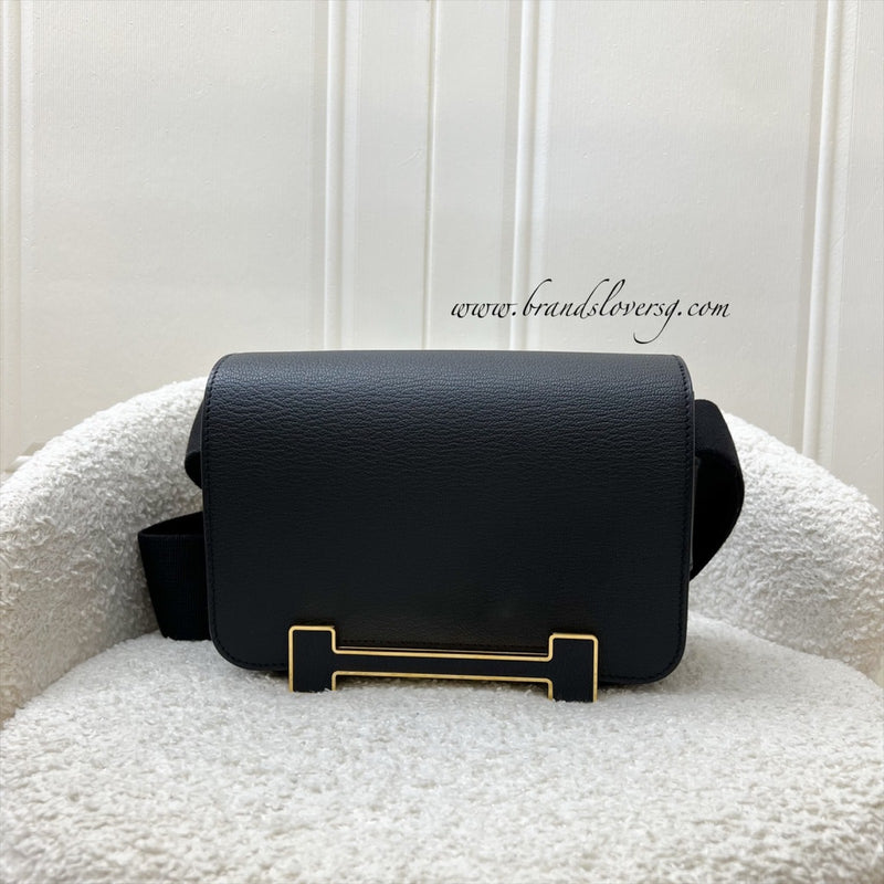 Hermes Geta in Noir Black Chevre Mysore Leather and GHW