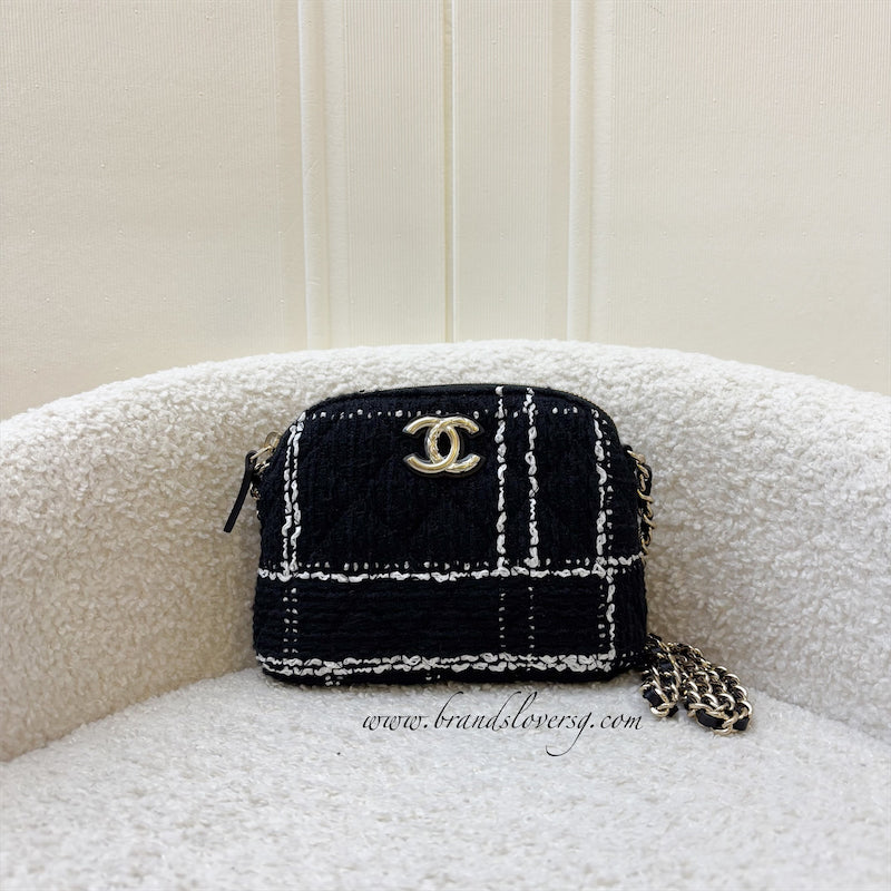 Chanel VIP Gift Mini Bag in Black and White Tweed and LGHW