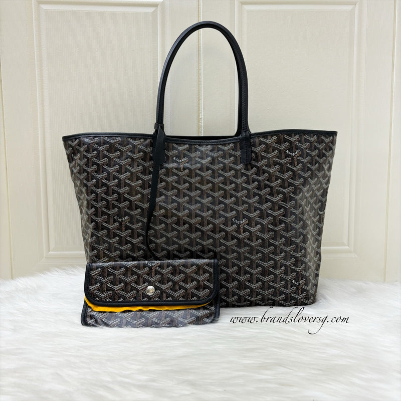 Goyard Saint Louis PM Tote in Black Signature Goyardine Canvas