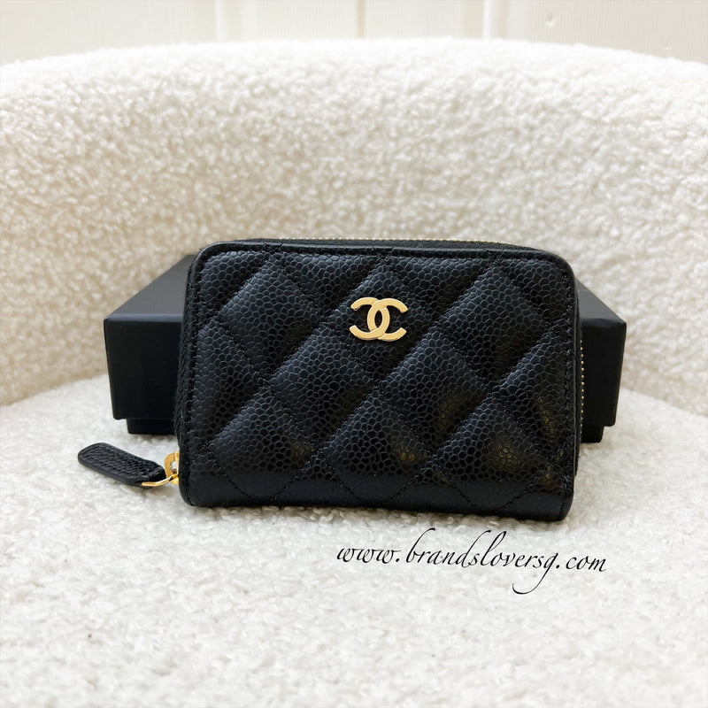 Chanel Classic Zipped Coin Wallet Black Caviar Ghw