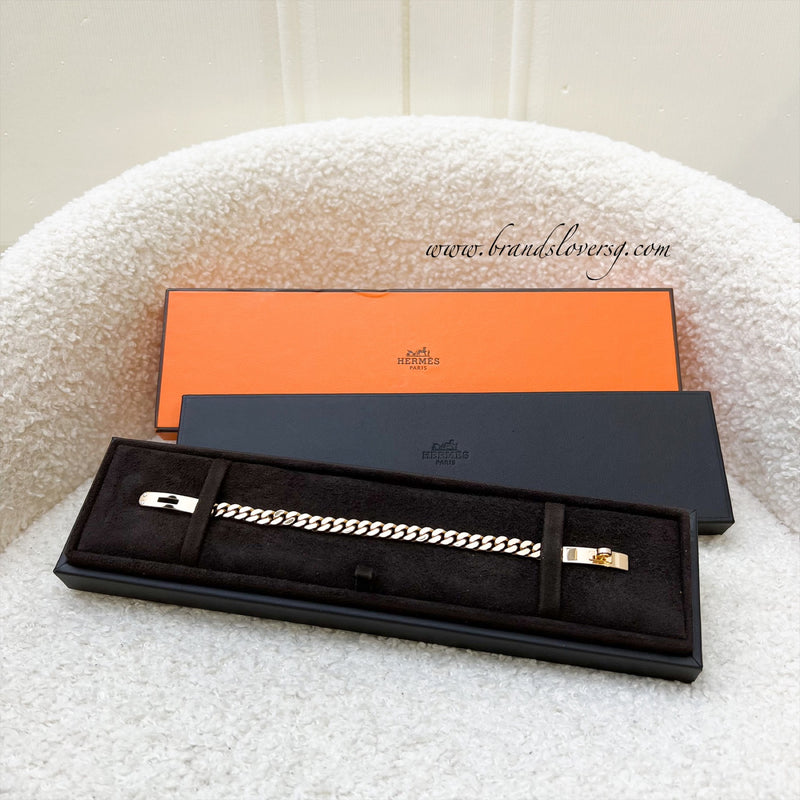 Hermes Kelly Gourmette TPM Bracelet with Diamonds in 18K Rose Gold